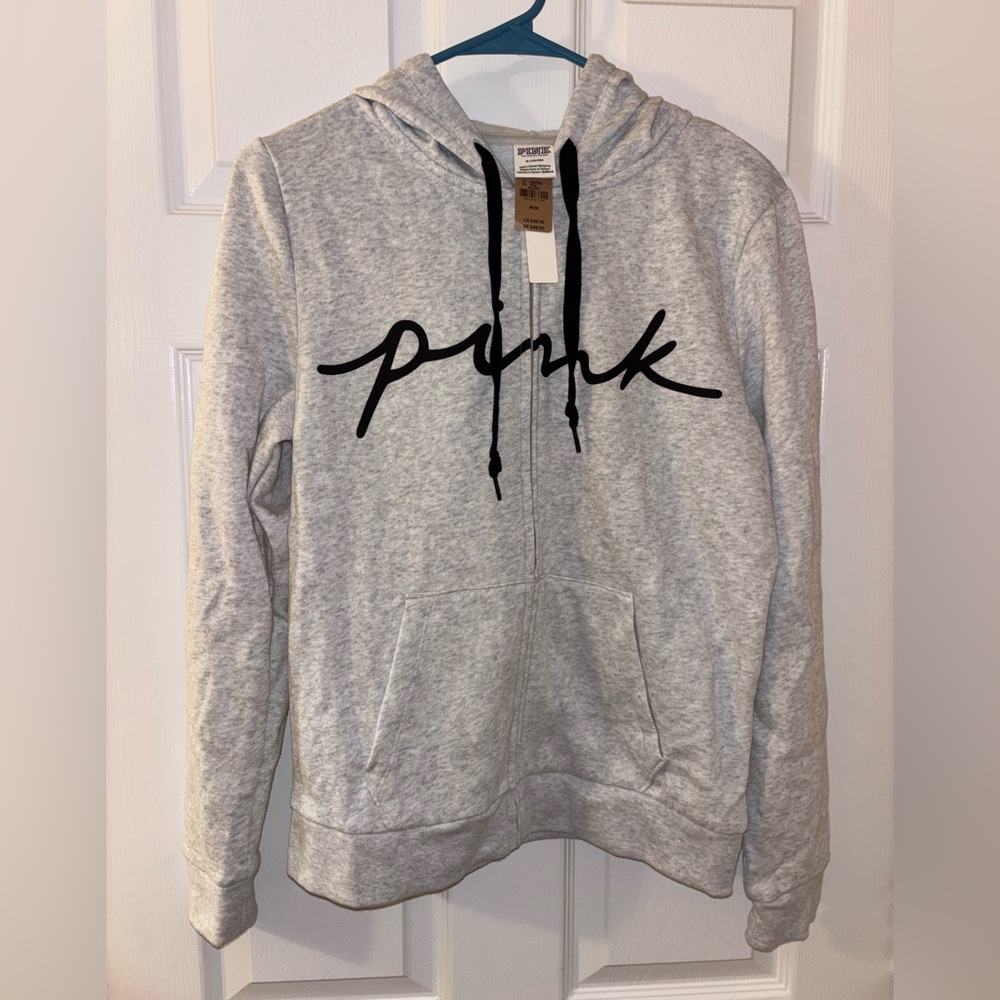 PINK Victoria's Secret Light Gray Zip-Up Hoodie